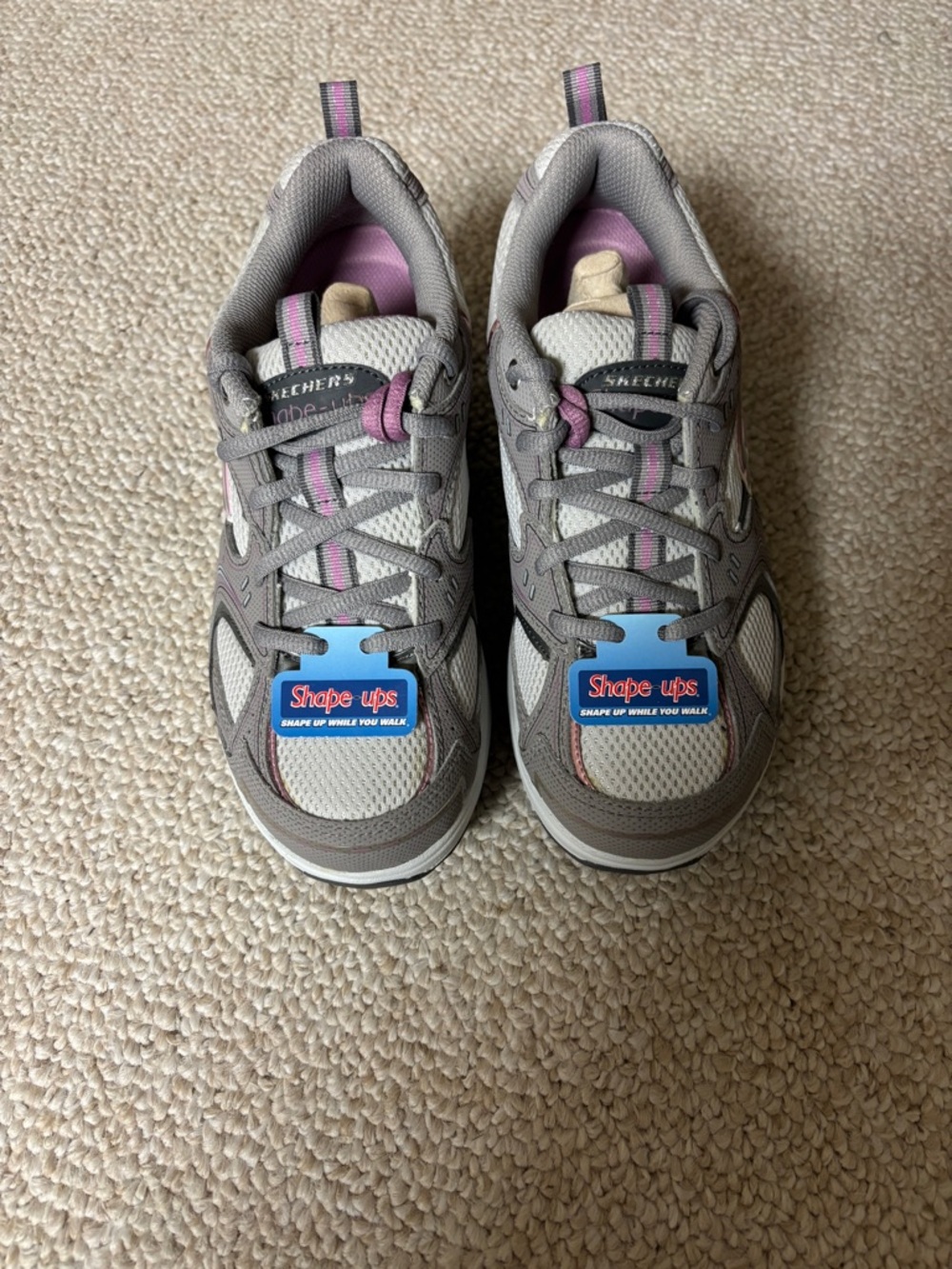 Skechers  Gray and Pink Shape-Ups Sneakers